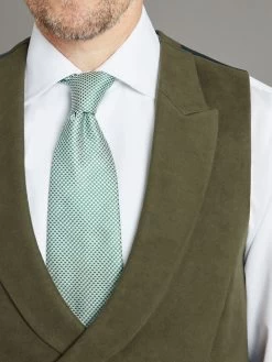 Double Breasted Moleskin Waistcoat - Moss Green -Clothing store 231110 OliverBrown1685