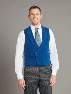 Double Breasted Moleskin Waistcoat - Navy
