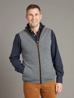 Reversible Cashmere Gilet - Navy & Gunmetal -Clothing store 231110 OliverBrown1814