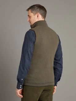 Reversible Cashmere Gilet - Navy & Moss -Clothing store 231110 OliverBrown1862