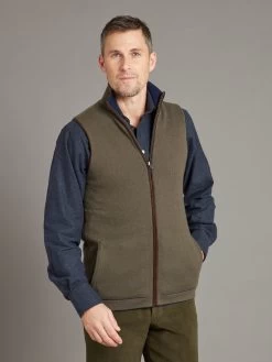 Reversible Cashmere Gilet - Navy & Moss -Clothing store 231110 OliverBrown1871
