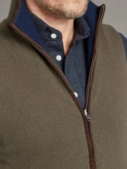 Reversible Cashmere Gilet - Navy & Moss -Clothing store 231110 OliverBrown1877