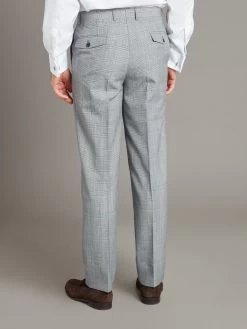 Flat Front Trousers With Coin Pocket - Prince Of Wales Navy -Clothing store 231110 OliverBrown1968