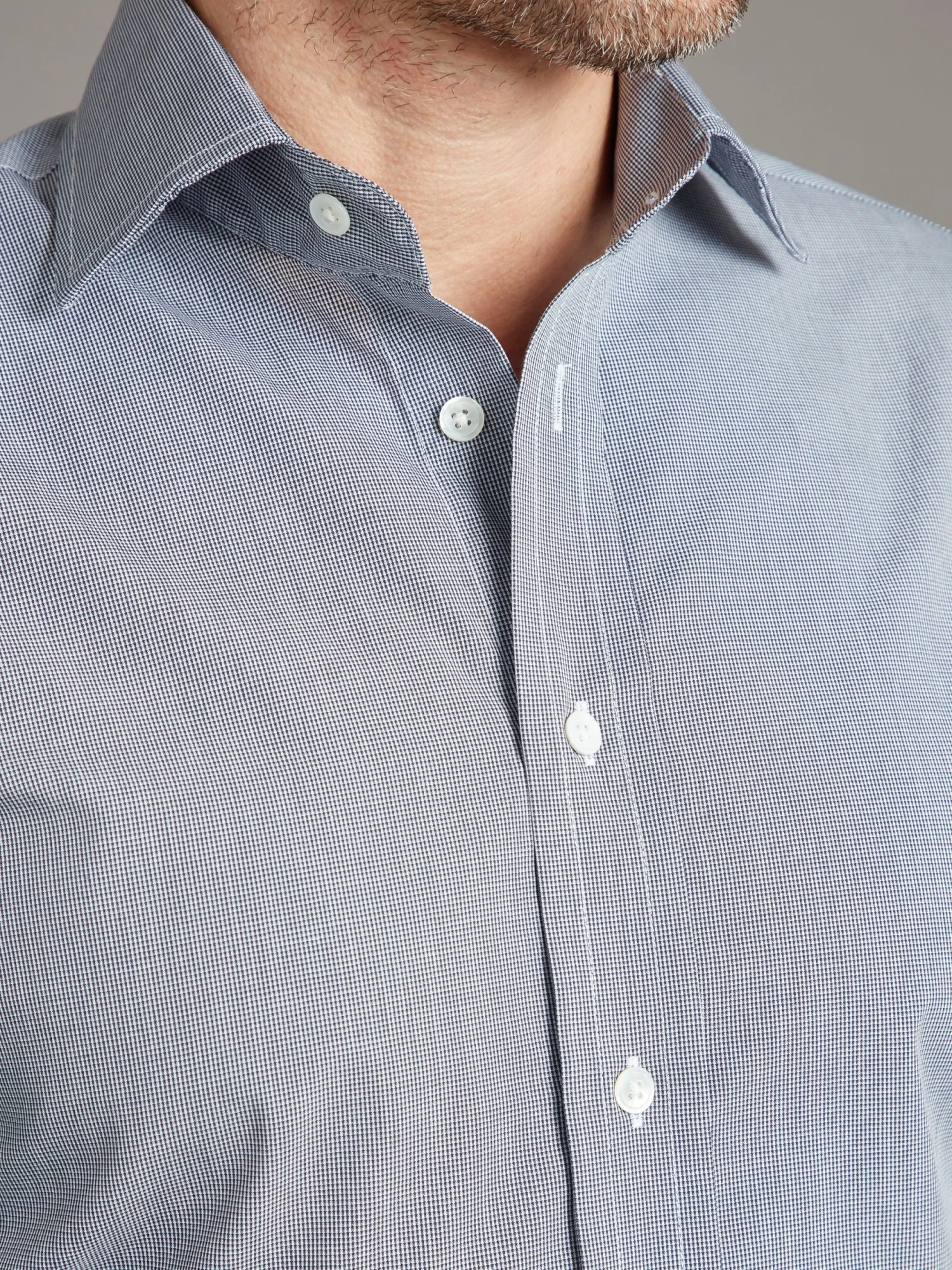 Berwick Shirt Classic Collar - Micro Check - Navy 6 Berwick Shirt Classic Collar - Micro Check - Navy - Image 4