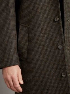 Raglan Sleeve Overcoat Houndstooth - Green/Brown -Clothing store 231110 OliverBrown2112 1