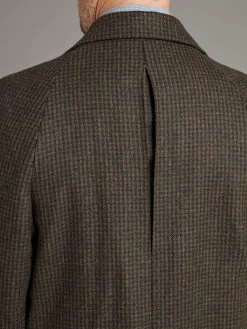 Raglan Sleeve Overcoat Houndstooth - Green/Brown -Clothing store 231110 OliverBrown2120 1