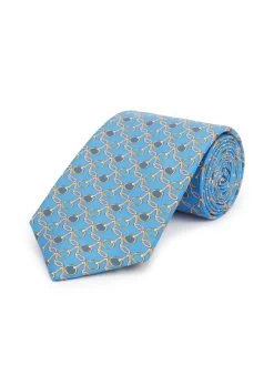 Stirrup Design Tie- Sky Blue/ Navy