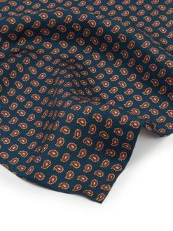 Paisley Silk Pocket Square - Navy