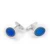 Sterling Silver T- Bar Cufflink- Oval, Celtic Blue