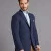 Unstructured Pure Cashmere Jacket - Blue Herringbone -Clothing store 231208 OliverBrown Model Ecom4385