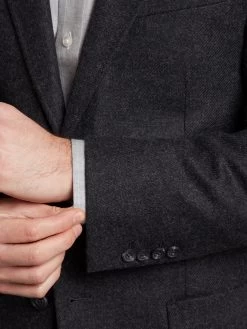 Unstructured Wool Jacket - Charcoal -Clothing store 231208 OliverBrown Model Ecom4482