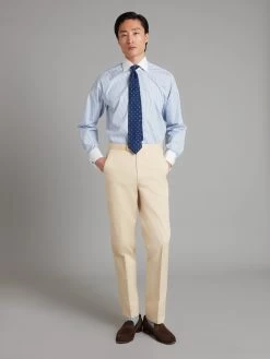 Flat Front Trousers Cotton Twill - Cream