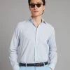 Amalfi Linen Shirt - Blue/White Stripe -Clothing store 240201 OliverBrown MensBromptonChino MidBlue 4167