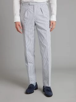 Unstructured Seersucker Suit - Navy/White Stripe -Clothing store 240201 OliverBrown UnstructuredSeersuckerJacket Navywhitestripe 3816