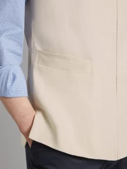 Linen Gilet With Zip - Stone -Clothing store 240205 Oliverbrown14464