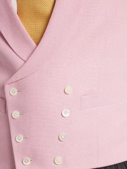Pure Silk Double Breasted Waistcoat - Pink -Clothing store 240417 OliverBrown23677
