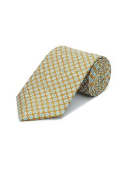 Mini Medallion Silk Tie- Brown