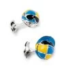 Jockey Cap Cufflink - Yellow & Blue -Clothing store 240605 OliverBrown6119