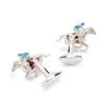 Sterling Silver Horse And Jockey Cufflinks - Blue -Clothing store 240605 OliverBrown6125