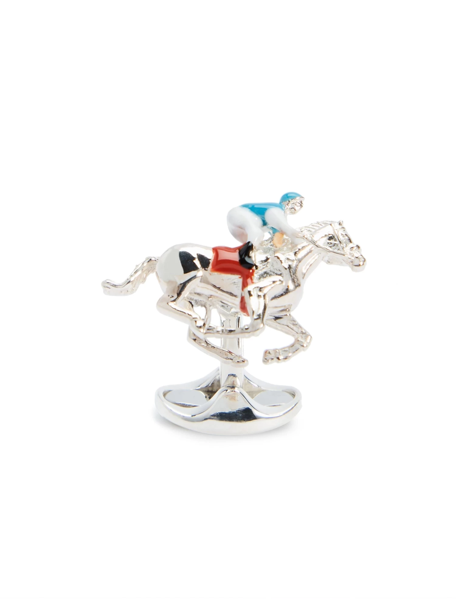 Sterling Silver Horse And Jockey Cufflinks - Blue 4 Sterling Silver Horse And Jockey Cufflinks - Blue - Image 2