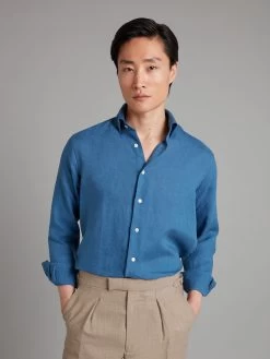 Amalfi Linen Shirt - Mid Blue