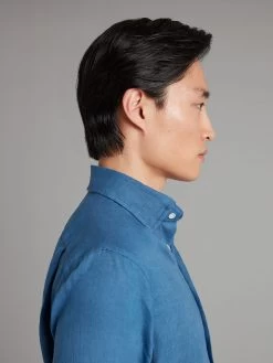 Amalfi Linen Shirt - Mid Blue -Clothing store Amalfi Shirt Linen Mid Blue 05 473f1104 59fb 4f47 9c6d 6b1de769146c