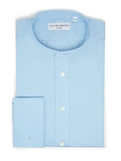 Collarless Shirt - Blue