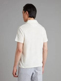 Cotton Linen Blend Polo Shirt - White -Clothing store Cotton Linen Blend Polo Shirt White 04 483ad598 e43d 4020 a21a f563b0f580f3