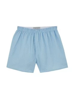 Cotton Boxer Shorts, Stars - Sky Blue