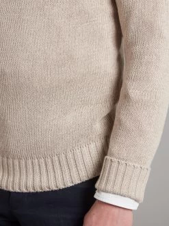 Crew Neck Jumper Cotton Linen Blend - Beige 11 Crew Neck Jumper Cotton Linen Blend - Beige -Clothing store CrewNeckJumperCottonLinenBlend Beige 2619