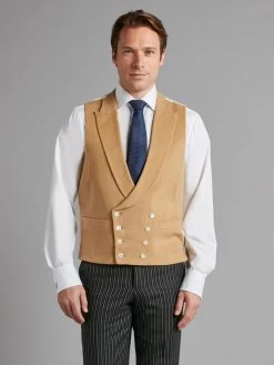 Double Breasted Doeskin Waistcoat - Straw