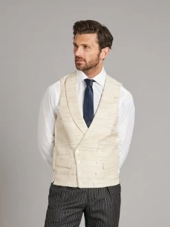 Double Breasted Waistcoat Woven Silk - Natural