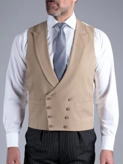 Double Breasted Wool Waistcoat - Buff