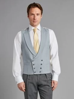 Double Breasted Wool Waistcoat - Grey