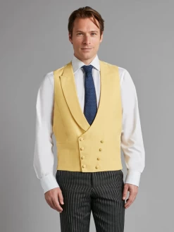 Double Breasted Wool Waistcoat - Yellow