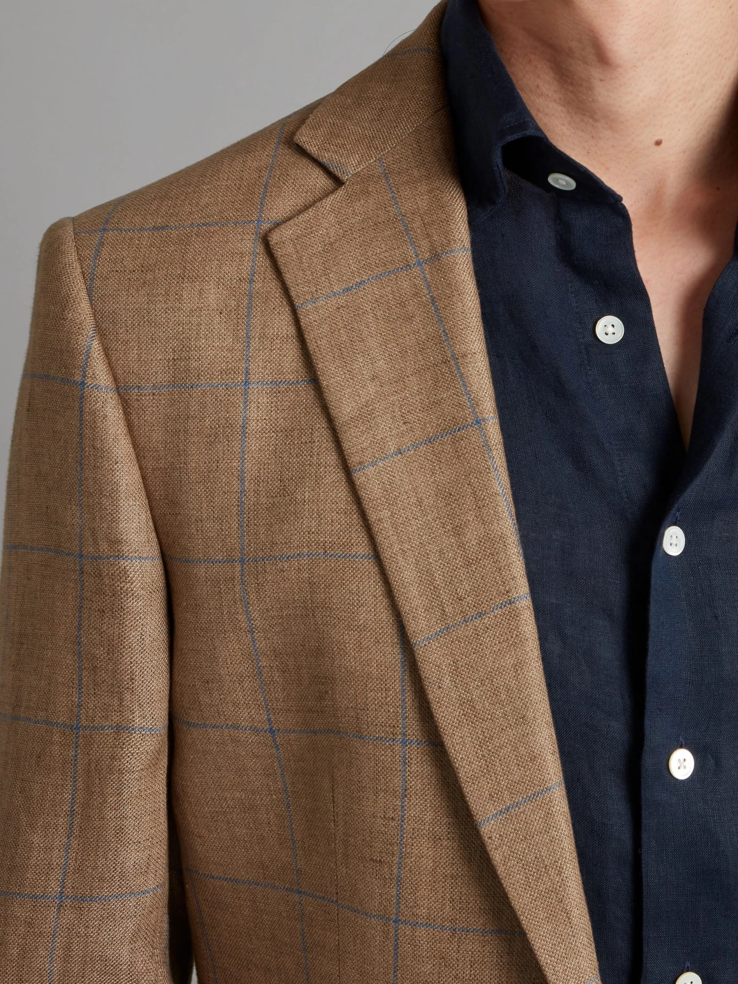 Eaton Jacket Linen - Beige Windowpane 4 Eaton Jacket Linen - Beige Windowpane - Image 2