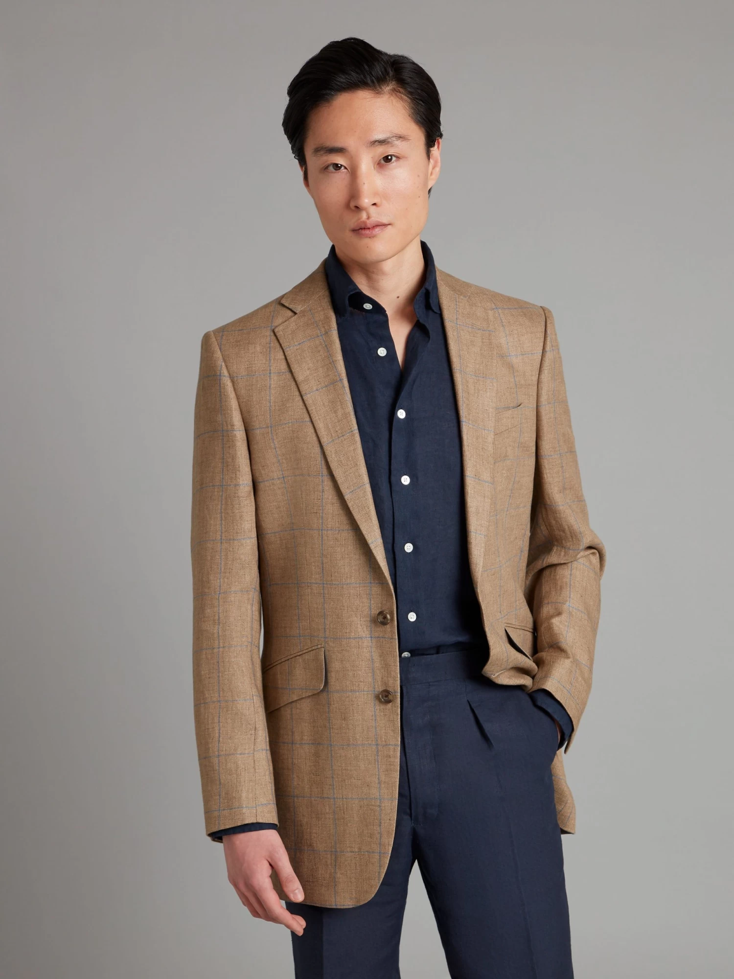 Eaton Jacket Linen - Beige Windowpane 7 Eaton Jacket Linen - Beige Windowpane - Image 5