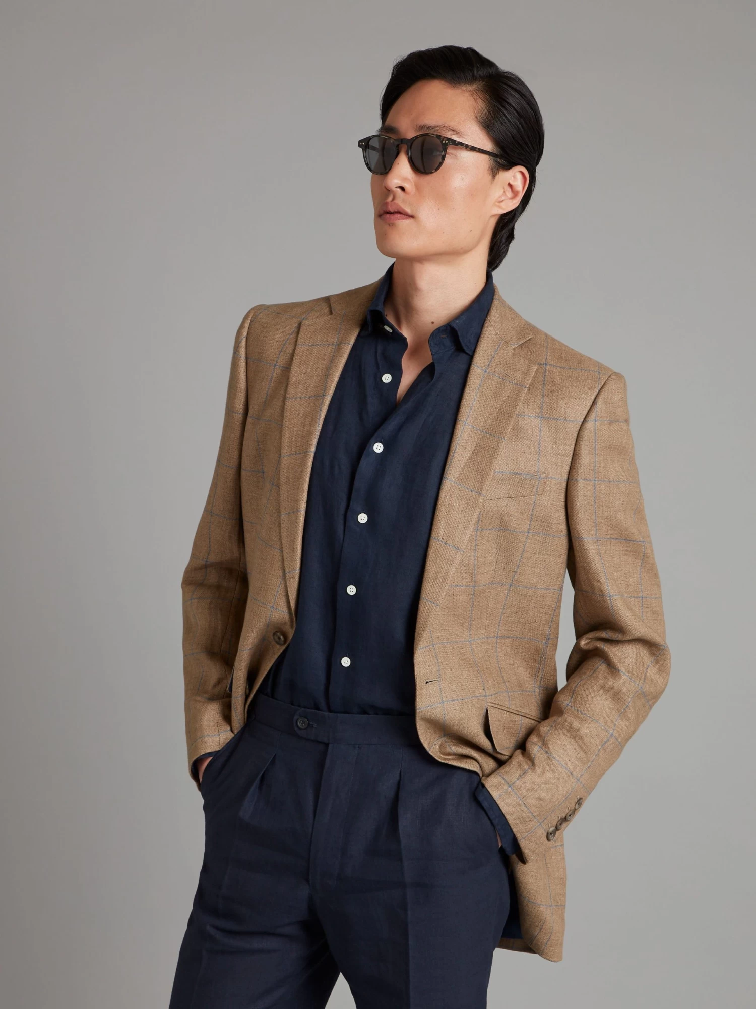 Eaton Jacket Linen - Beige Windowpane 9 Eaton Jacket Linen - Beige Windowpane - Image 7