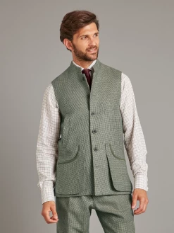 Limited Edition Gilet – Nailhead Tweed - Sage Green