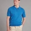 Half Zip Silk Blend Polo Shirt - Blue -Clothing store HalfZipSilkBlendPoloShirt Blue 2621