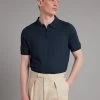 Half Zip Silk Blend Polo Shirt - Navy -Clothing store HalfZipSilkBlendPoloShirt Blue 2664