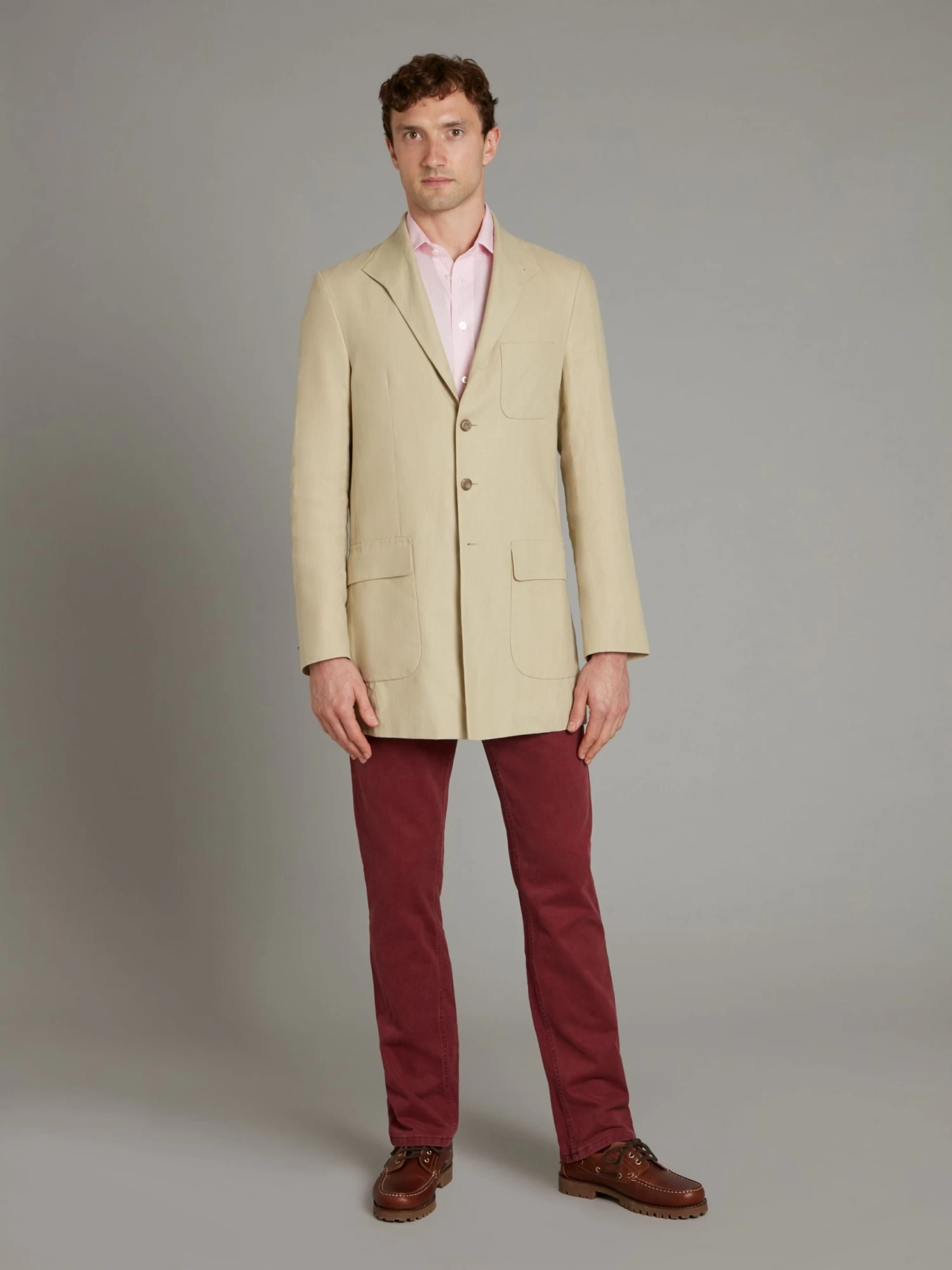 Mandarin Collar Linen Jacket - Sand 3 Mandarin Collar Linen Jacket - Sand