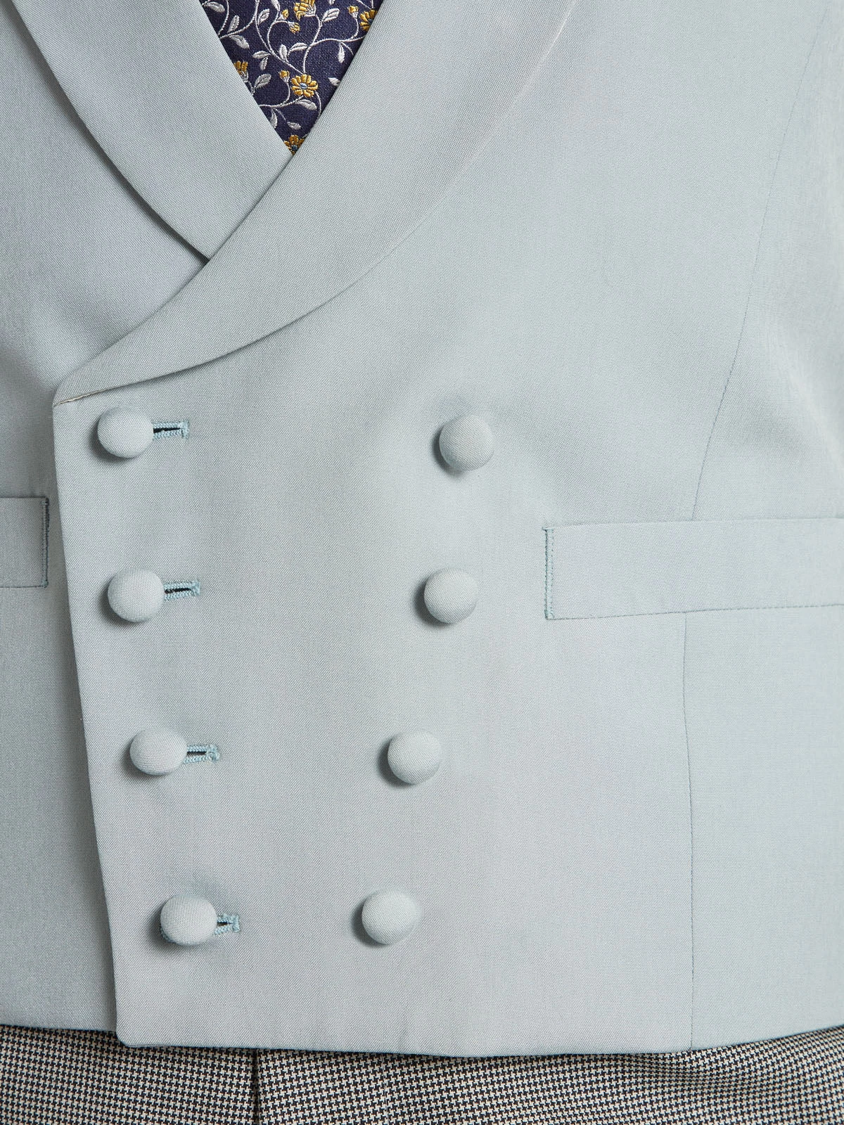 Lightweight Double Breasted Waistcoat - Soft Silk Duck Egg Blue 6 Lightweight Double Breasted Waistcoat - Soft Silk Duck Egg Blue - Image 4