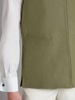 Linen Gilet With Zip - Sage Green -Clothing store Linen Gilet with Zip Sage Green 05 e247362a eb01 441d af8e cb54360f00b4