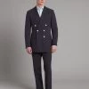 Lombard Double Breasted Jacket - Solbiati Linen Navy -Clothing store LombardDoubleBreastedSuit SolbiatiLinenNavy 2770