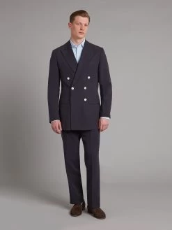 Lombard Double Breasted Jacket - Solbiati Linen Navy