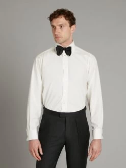 Silk Evening Shirt, Classic Collar - Cream