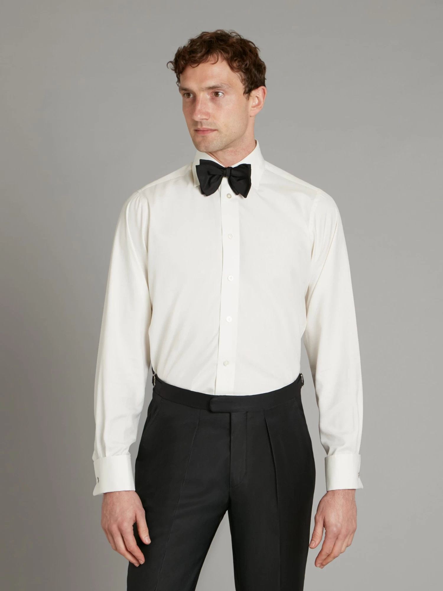 Silk Evening Shirt, Classic Collar - Cream 3 Silk Evening Shirt, Classic Collar - Cream