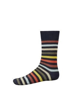 Neil Stripe Sock- Dark Navy