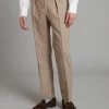 Pleated Trousers Wool - Beige Brown
